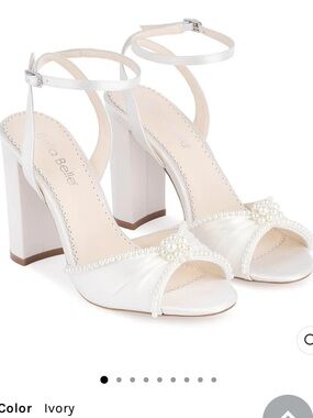 Bella Belle TINSLEY Open Toe Pearl Wedding Shoes Block Heel Sandals